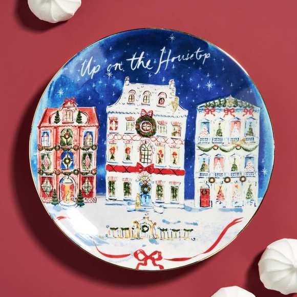 NWT Anthropologie Susannah Garrod set of 3 Tis The Season Dessert Plates - Picture 4 of 4